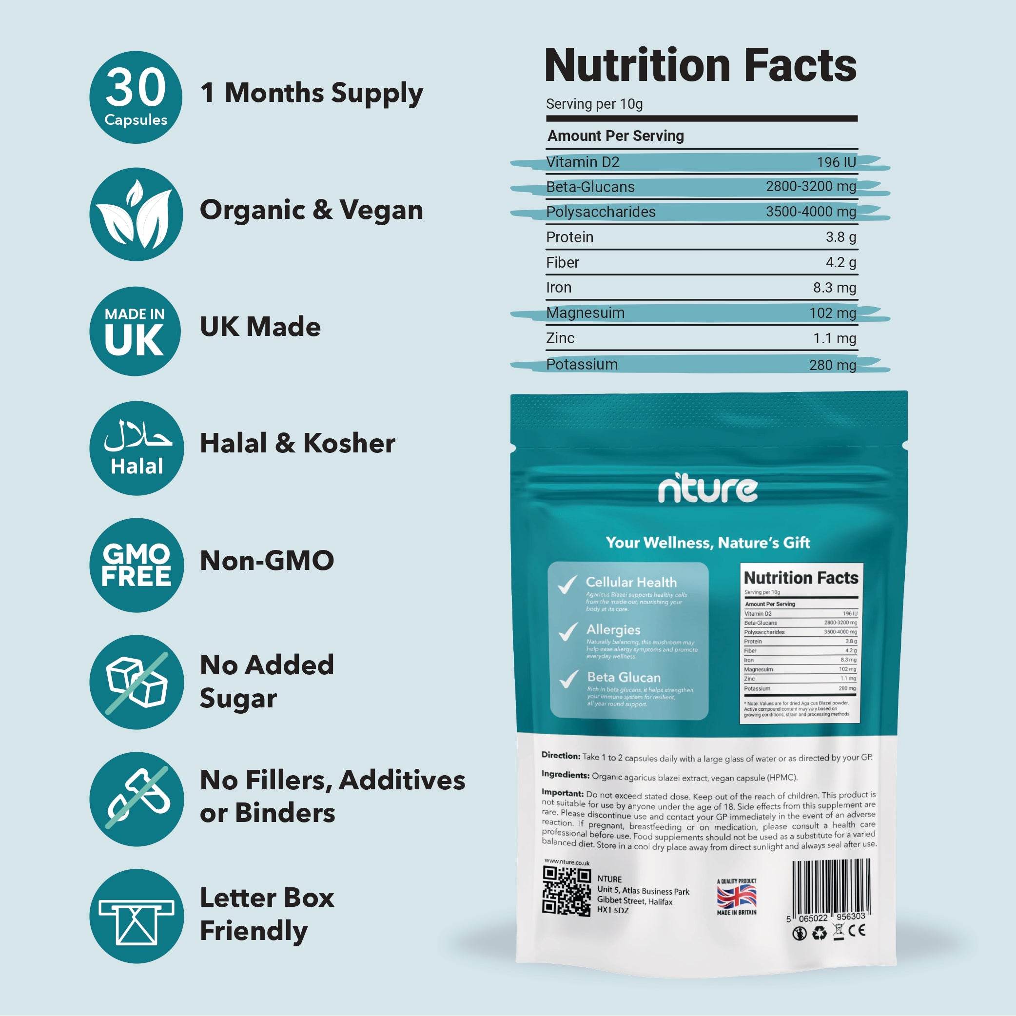 Agaricus Blazei Mushroom Capsules - Nture