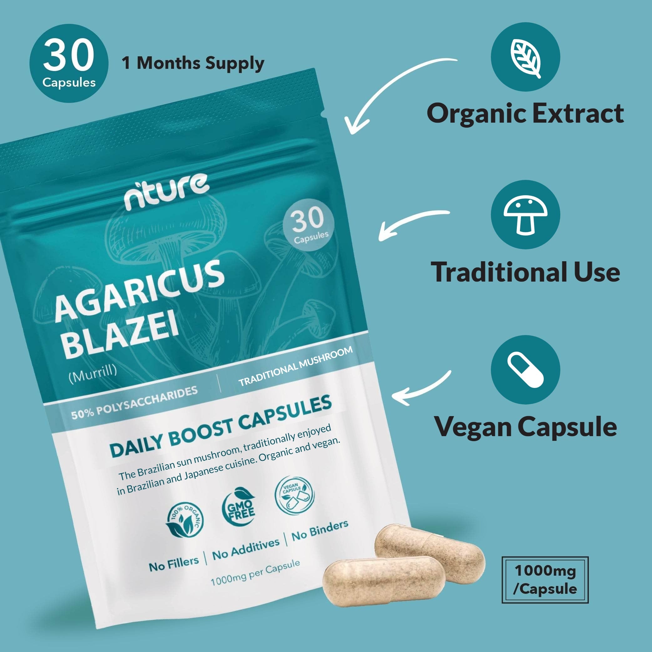 Agaricus Blazei Mushroom Capsules
