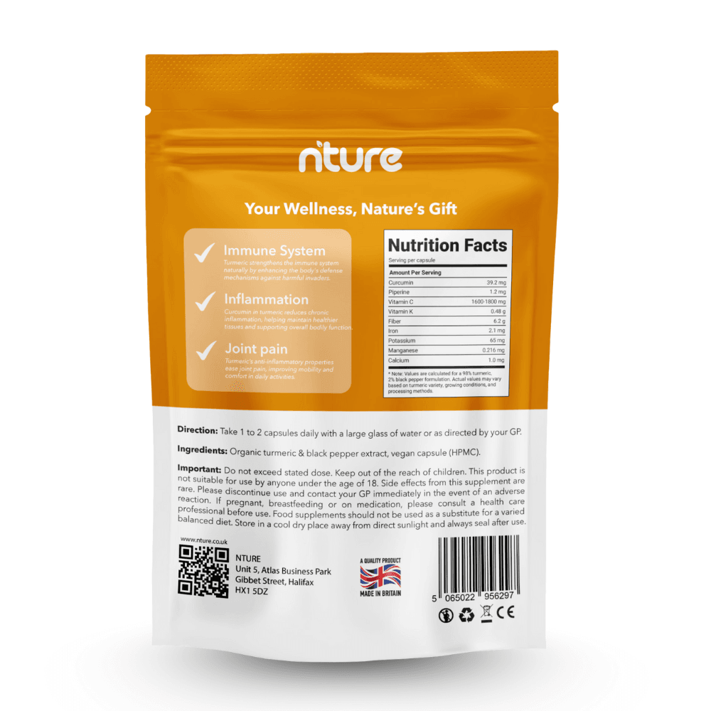 Turmeric Capsules with Black Pepper - Nture