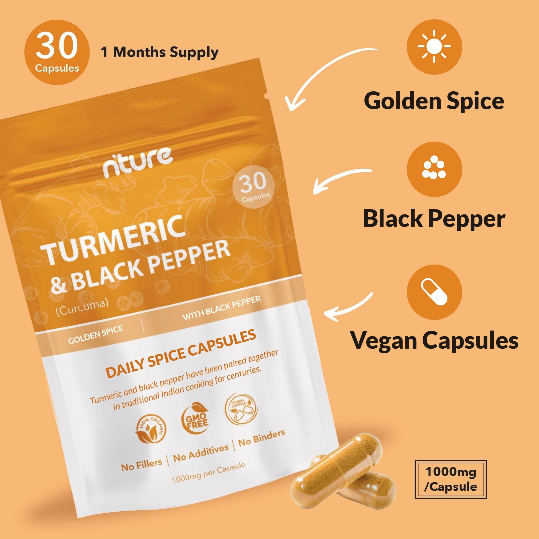 Turmeric Capsules with Black Pepper